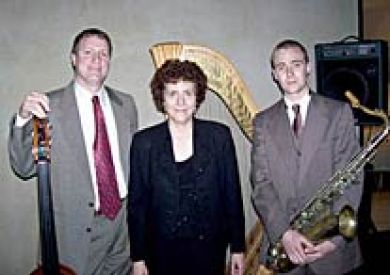 Rob Henson on bass and Will Scruggs on saxophone and Susan on jazz harp played for a High Museum fund raiser. 5/15/06