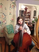 Harp student Sarah playing the bass